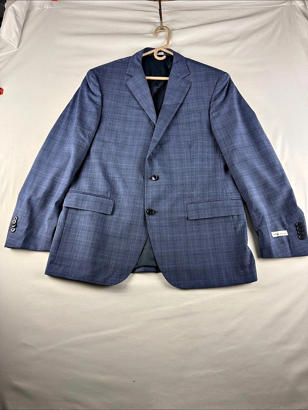 Peter Millar SB Flynn Blue Glen Plaid 100% Wool Suit Jacket Blazer 44R NWT